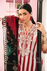 Maria B M-Print MPT-2609-A | Red & White Stripe  -  Lawn With Chiffon Dupatta Collection