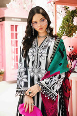 Maria B M-Print MPT-2609-B | Black & White Stripe  -  Lawn With Chiffon Dupatta Collection
