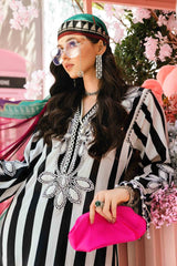 Maria B M-Print MPT-2609-B | Black & White Stripe  -  Lawn With Chiffon Dupatta Collection