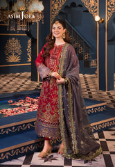 Asim Jofa | Maroon Grey - Semi Pure Chiffon Collection