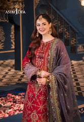 Asim Jofa | Maroon Grey - Semi Pure Chiffon Collection