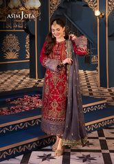 Asim Jofa | Maroon Grey - Semi Pure Chiffon Collection