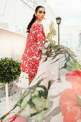 Maria B MPrint MPT-2606-B | Red & White (flower)- Lawn With Chiffon Dupatta Collection
