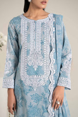 Maria B | Sky Blue - Printed  Lawn With Chiffon Embroidered Dupatta
