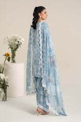 Maria B | Sky Blue - Printed  Lawn With Chiffon Embroidered Dupatta