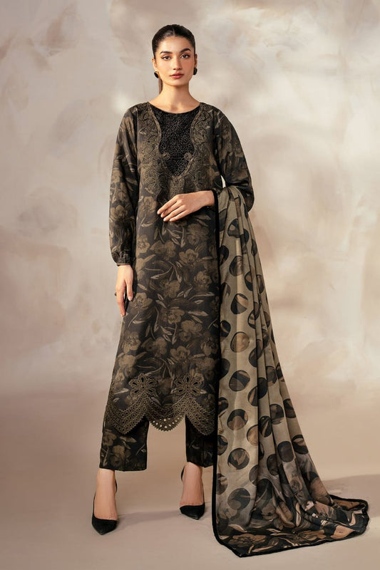 Iznik | Grey Brown - Embroidered Digital Printed Lawn Collection