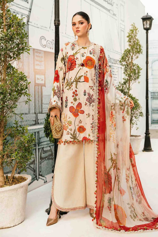 Maria B MPT-2607-A | Beige - Lawn Collection