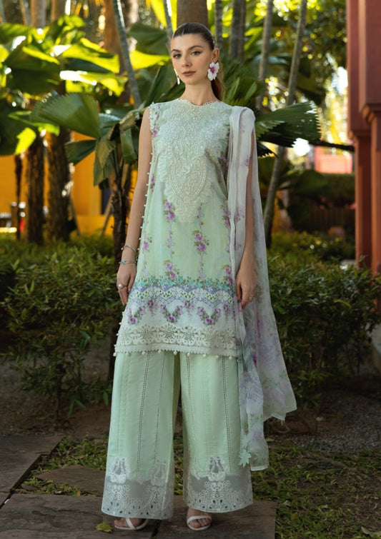 Elaf Premium Aria ETS-01A | Green - Printed Chikankari Collection