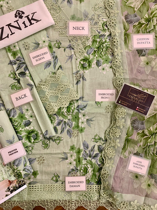 Iznik | Ice Green - Printed Lawn Chikankari Collection