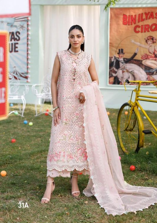 Bin Ilyas | Peach - Chikankari Collection
