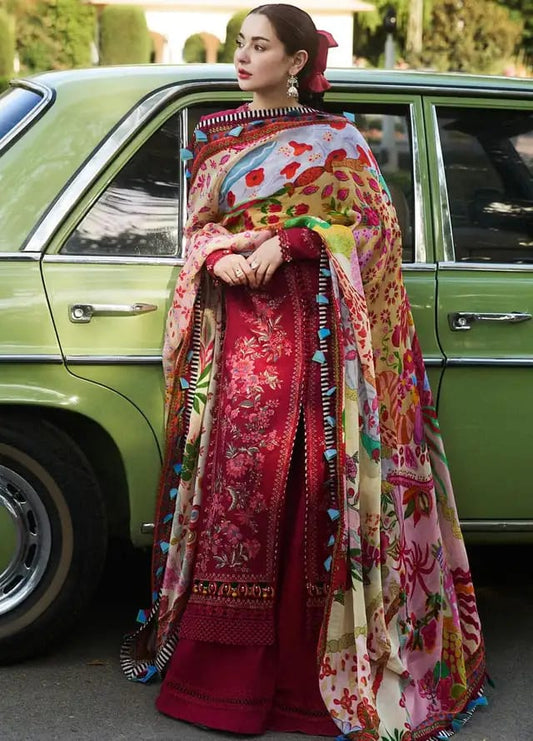 Hussain Rehar | Maroon - Luxury Lawn Collection