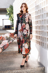 Baroque | Black Multi-Flower - Lawn With Chiffon Dupatta Collection