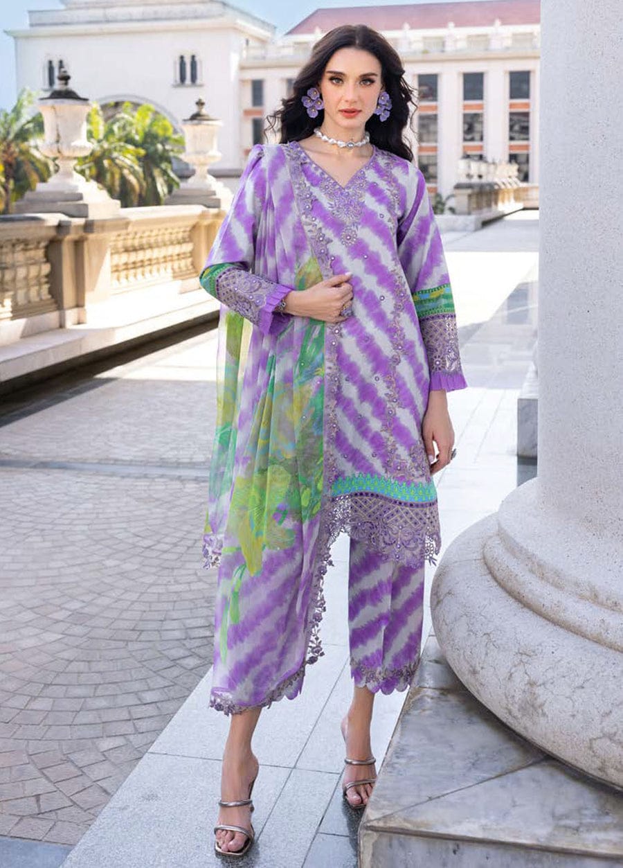 Charizma | Purple - Lawn With Chiffon Embroidered Dupatta Collection 
