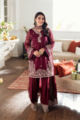 Azure | Maroon - Semi Pure Chiffon Collection