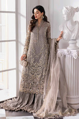 Maria B BD-3006 | Steel Grey - Chiffon Collection