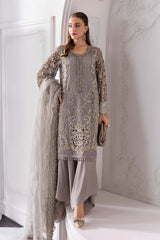 Maria B BD-3006 | Steel Grey - Chiffon Collection