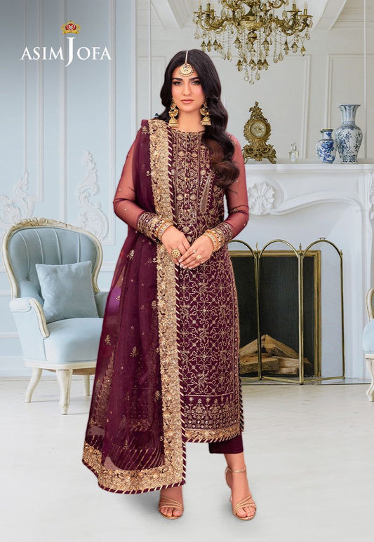 Asim Jofa | Maroon - Chiffon Collection