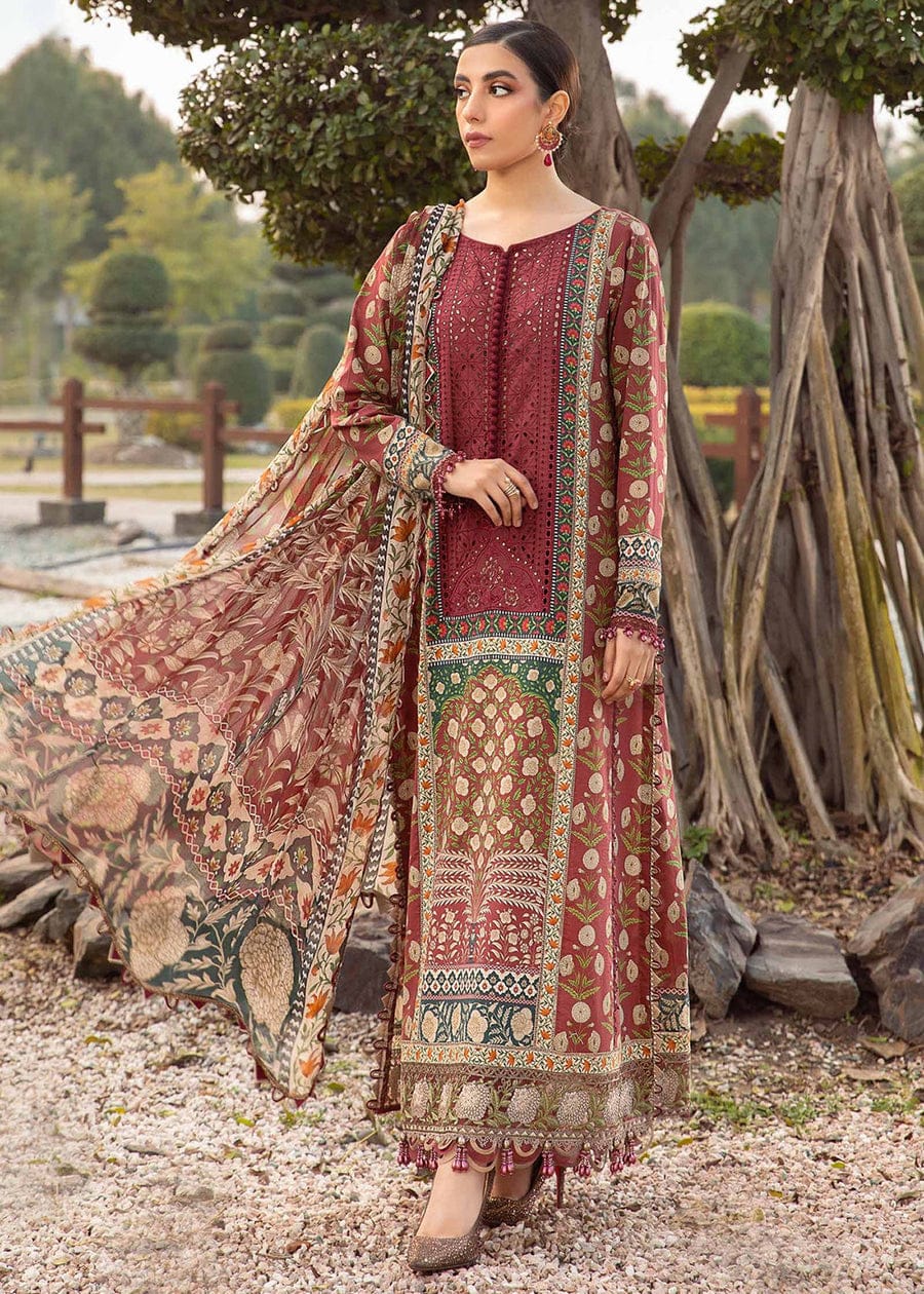 Maria B Maroon Shiffle gala Emb New Arrival Lawn Chiffon Dupatta