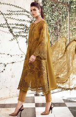 Maria B Mustard Pure Lawn Chikankari Embroidery Dress