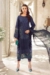 Maria B Blue Chikankari Lawn Embroidery Dress 3pc