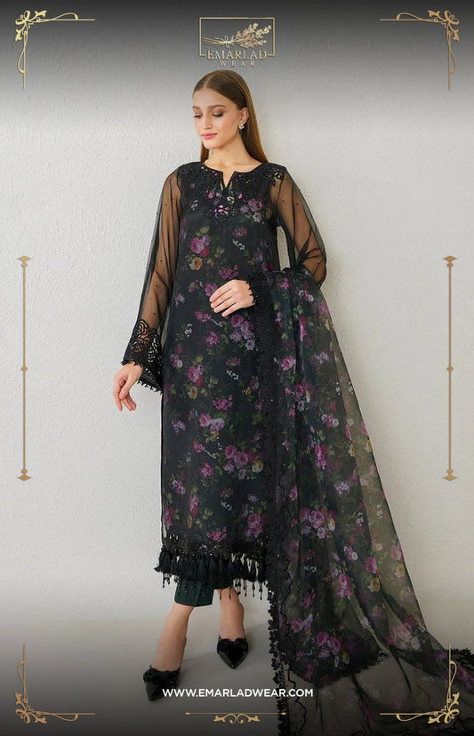 Baroque Black Organza Print & Embroidery Collection