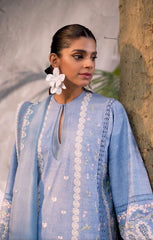 Suffuse Sky Blue Chikankari Lawn Embroidery Dress 3pc