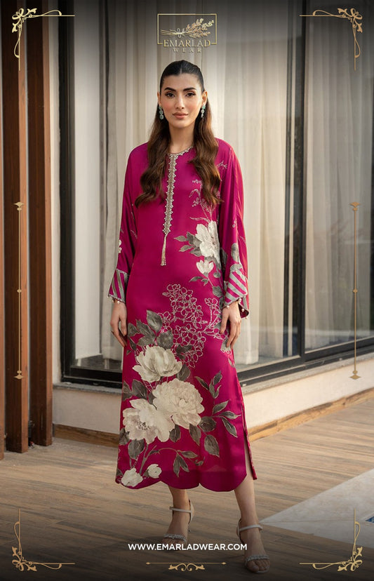 Lulusar Pink Silk Dress Hand Work New Arrival Party Wear Collection