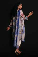 SS Skin Blue Pure Lawn Embroidery Dress 3pc