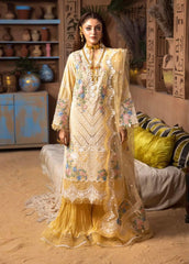 ADAN LIBAS YELLOW  LUXURY LAWN CHIKANKARI DRESS