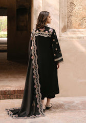 ZARQASH BLACK LUXURY LAWN CHIKANKARI DRESS