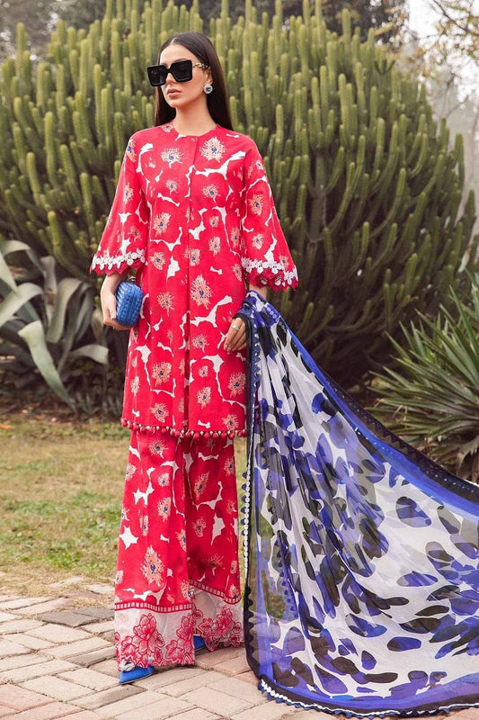 Maria B red Digital Lawn Embroidery New Arrival 3pc