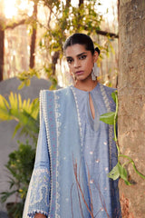 Suffuse Sky Blue Chikankari Lawn Embroidery Dress 3pc