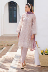 Baroque T Pink Pure Lawn Embroidery Shifle Chikankari Dress 3pc