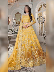 Maria B Yellow Bridal Net Maxi Wedding Collection