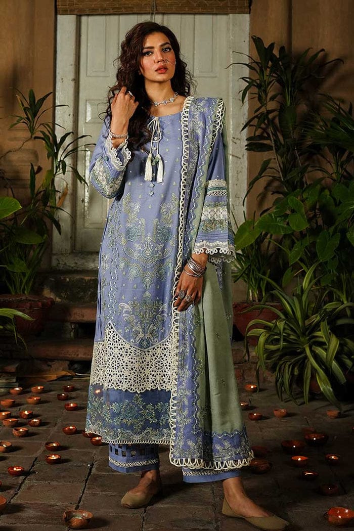 Elaf Sky Blue Luxury Lawn Chikankari Emb Dress