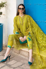 Maria B Green Luxury Lawn Embroidery Chikankari Dress 3pc