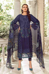 Maria B Blue Chikankari Lawn Embroidery Dress 3pc