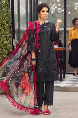 MUSHQ BLACK LUXURY LAWN EMB CHIKANKARI DRESS