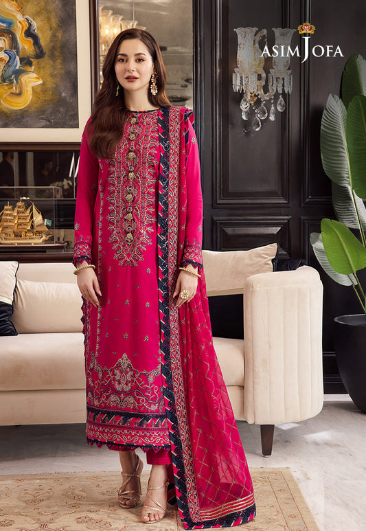 Asim jofa shocking pink -30 printed LAWN 3 PCS