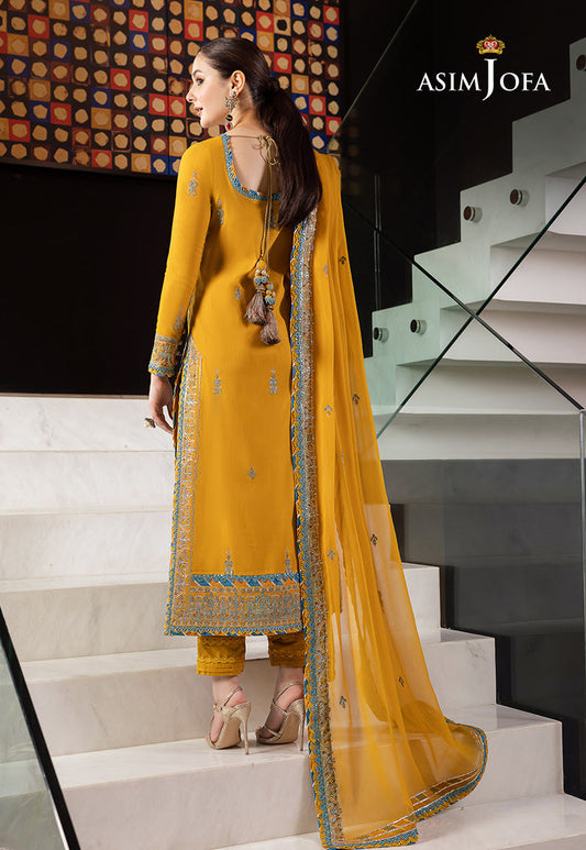 Asim jofa yellow -28 printed  LAWN 3 PCS