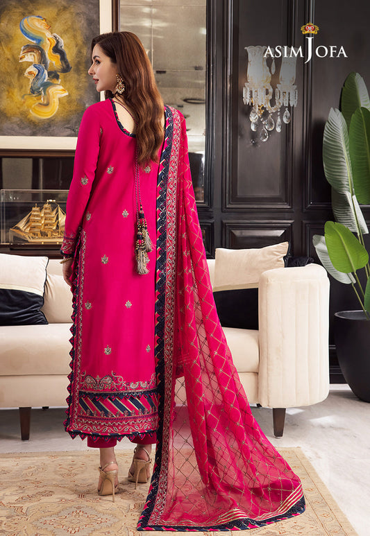 Asim jofa shocking pink -30 printed LAWN 3 PCS