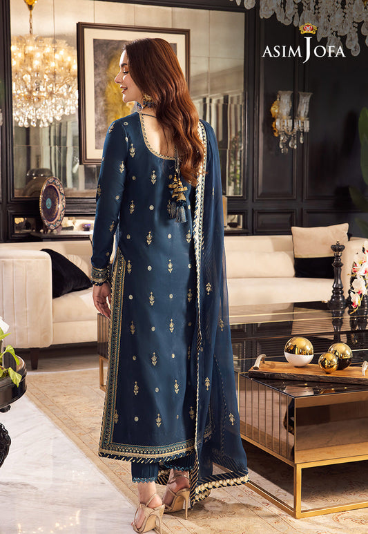 Asim jofa navy blue-10 unstiched  printed LAWN  3 PCS